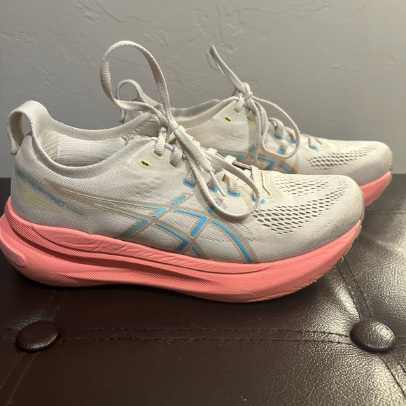 Asics Women's White and Coral Athletic Shoes - Picture 1 of 7